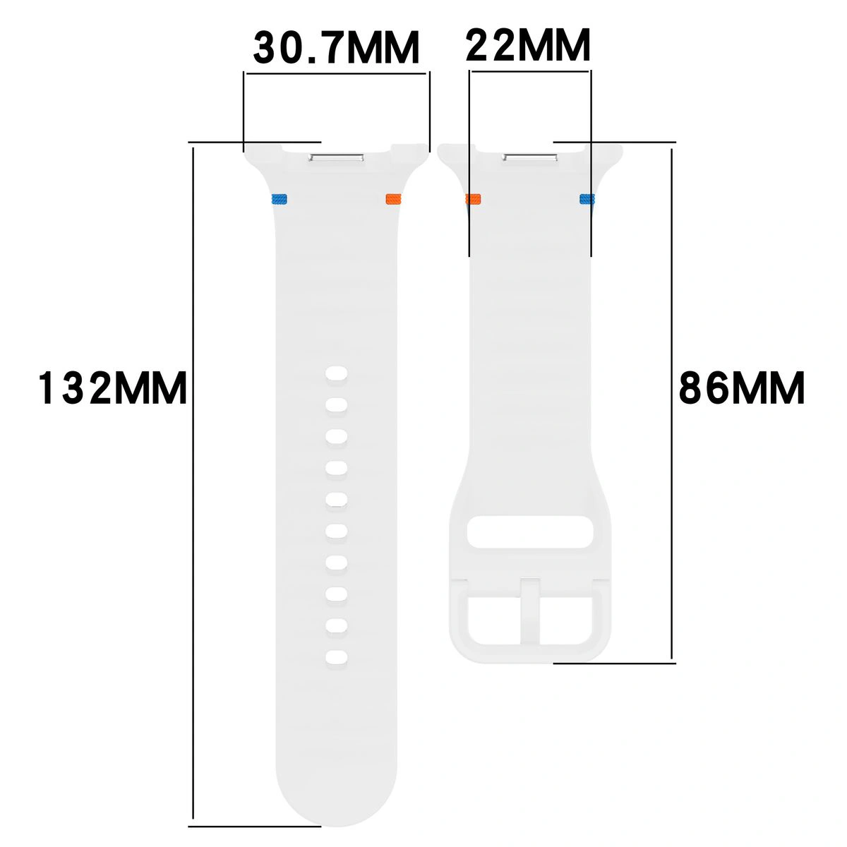 Grafika poglądowa ukazująca sposób mierzenia paska do Galaxy Watch 8 40 mm/44 mm/8 Classic 46 mm